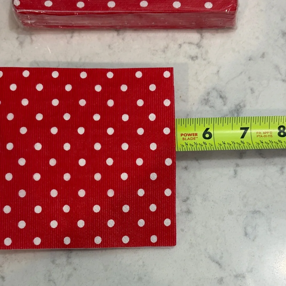 Red Polka Dot dinner andCocktail Napkins - White Dots